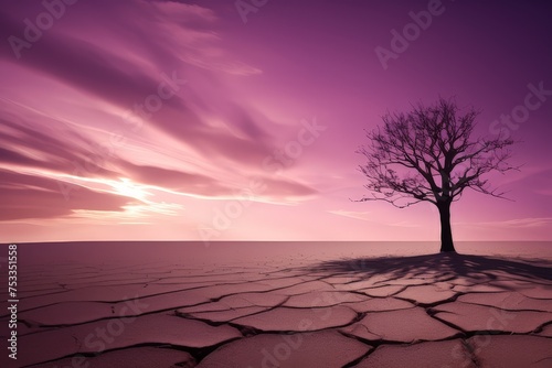 lone tree in a lavender field at sunset with mountains