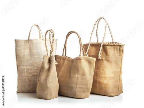 Generative AI : Shoulder Bags Fashion Hemp Bags isolated on white background