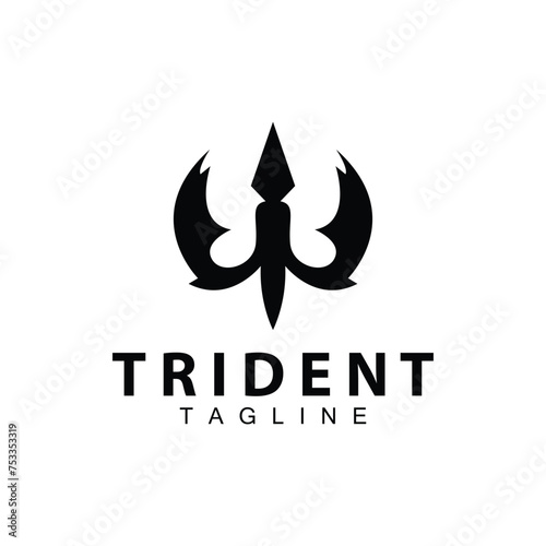 Trident logo design spear weapon vector sea king poseidon neptune symbol template