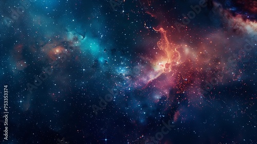 Generative AI : Space background with realistic nebula and shining stars. Colorful cosmos with stardust and milky way.