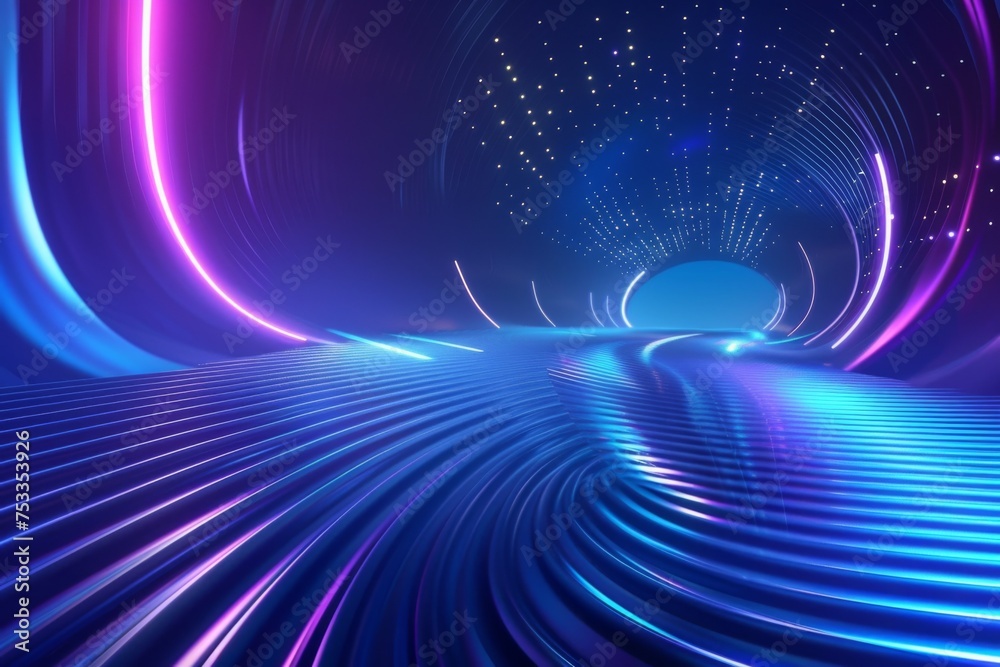 Futuristic digital tunnel with sparkling stars - A mesmerizing digital tunnel with sparkling star elements, evoking a sense of space travel or entering a digital portal Futuristic digital tunnel with sparkling stars - A mesmerizing digital tunnel with sparkling star elements, evoking a sense of space travel or entering a digital portal