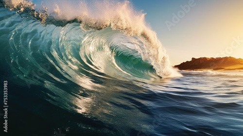 Beautiful panoramic photo of sea waves © andri