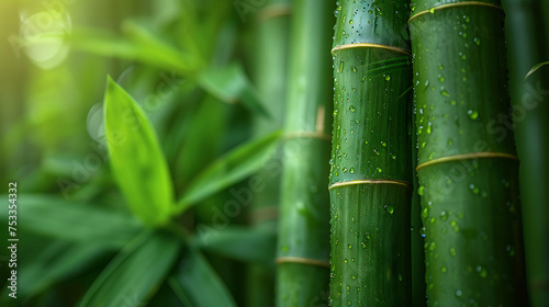 Nature green Bamboo background AI Image Generative