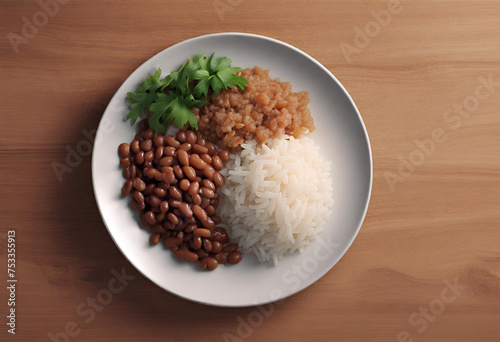 Prato de comida, feijão com arroz. photo