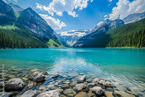 Scenic view of lake louise in banff national park Showcasing the stunning natural beauty and tranquil waters