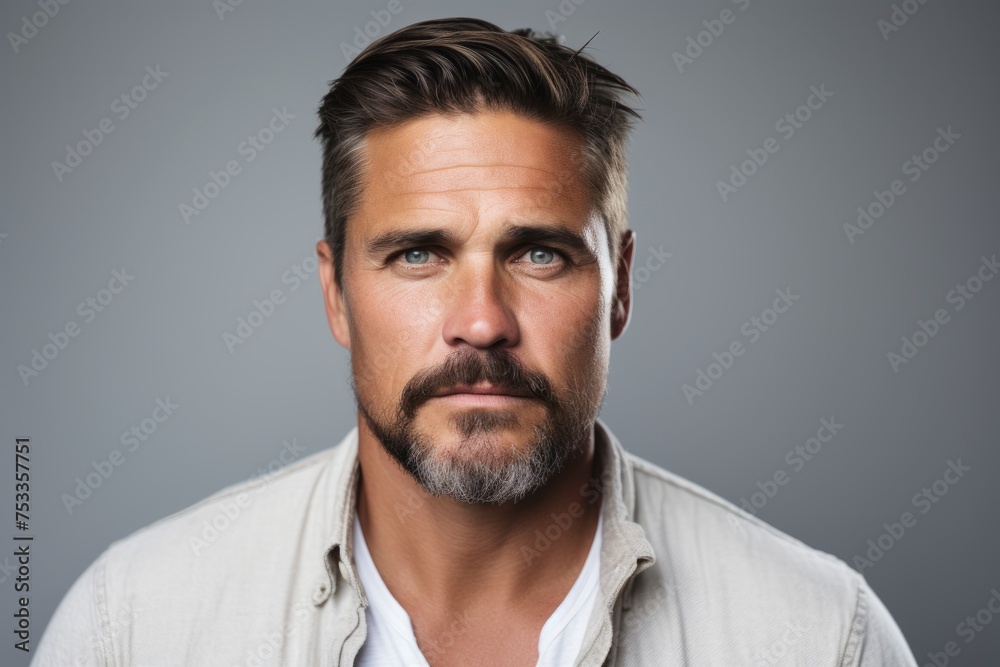 Portrait of a handsome man over grey background. Men's beauty, fashion. Portrait of a handsome man over grey background. Men's beauty, fashion.