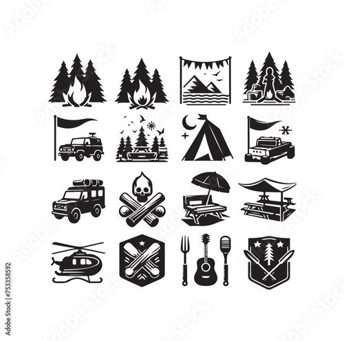 Camping icons Vector illustration