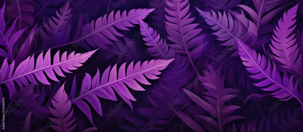 Purple artistic depiction of fern foliage Pattern and surface