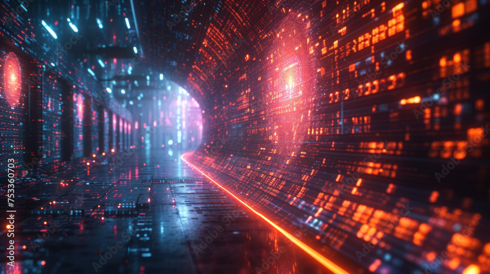 A futuristic stock market trading floor with holographic screens displaying realtime data and futuristiclooking traders making deals. Overlaying the scene is a heatmap with A futuristic stock market trading floor with holographic screens displaying realtime data and futuristiclooking traders making deals. Overlaying the scene is a heatmap with