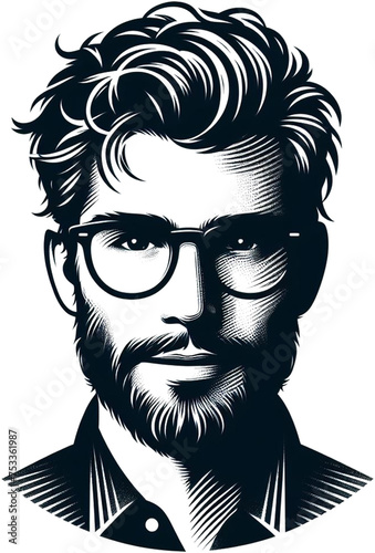 Stylish Man Silhouette with Glasses, generative AI