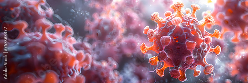Monkeypox Virus Visualization with 3D Cell Structure , 3d render of a virus in a human body 3d illustration 