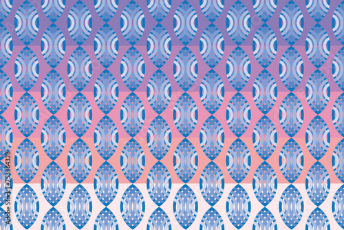 Illustration, pattern of rugby shape with line on multicolor background.