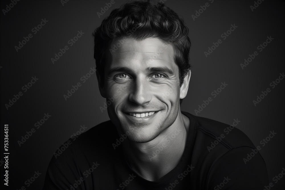 Portrait of a handsome young man in black t-shirt.