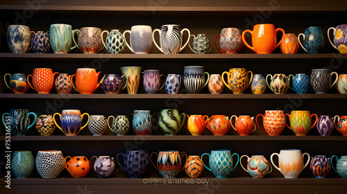 Artful Display of Colorful and Patterned Ceramics: A Fusion of Functionality and Aesthetic Appeal