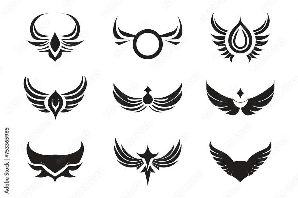 wings logo in modern minimal style - obrazy, fototapety, plakaty 