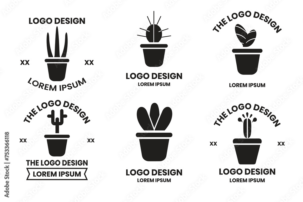 cactus tree logo in modern minimal style