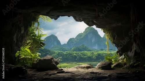 Panoramic view of the tropical jungle from the cave © Voilla