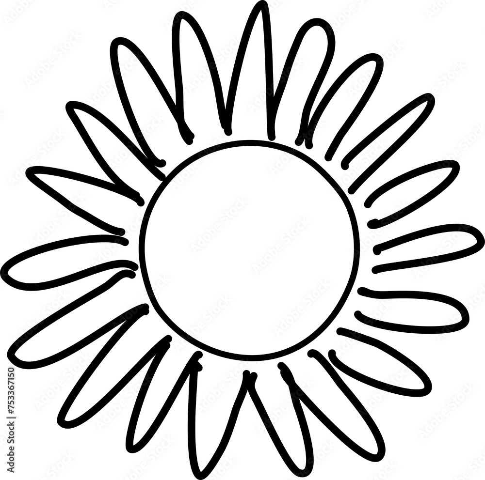 Sun drawing icon. Hand drawn set