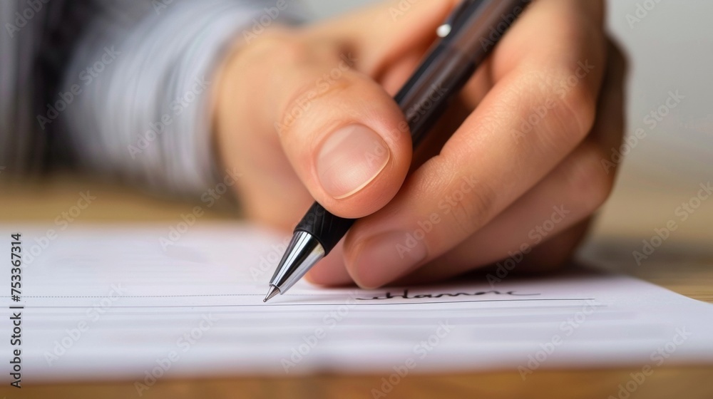 A person signing a nondisclosure agreement before being granted access to confidential company information. A person signing a nondisclosure agreement before being granted access to confidential company information.