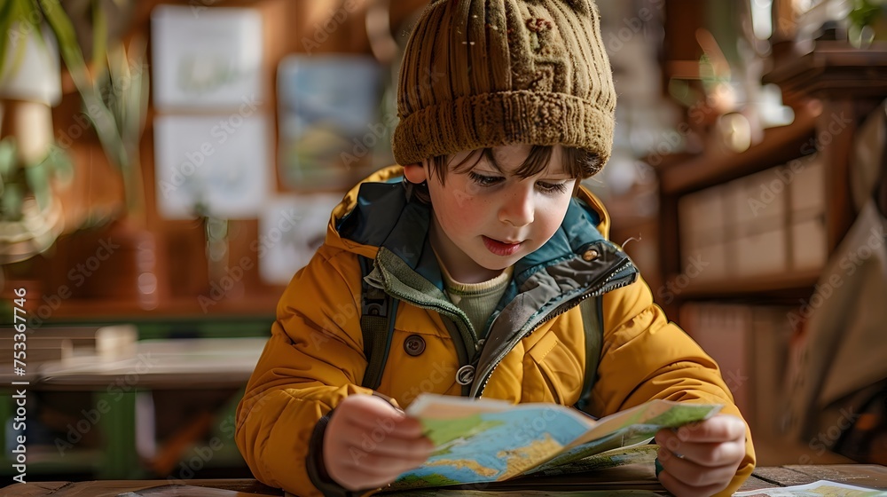 A Boy Reading a Map Igniting Imagination and Learning