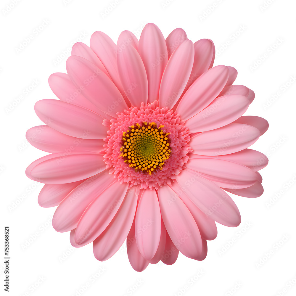 Beautiful pink gerbera flower isolated on white and transparent background