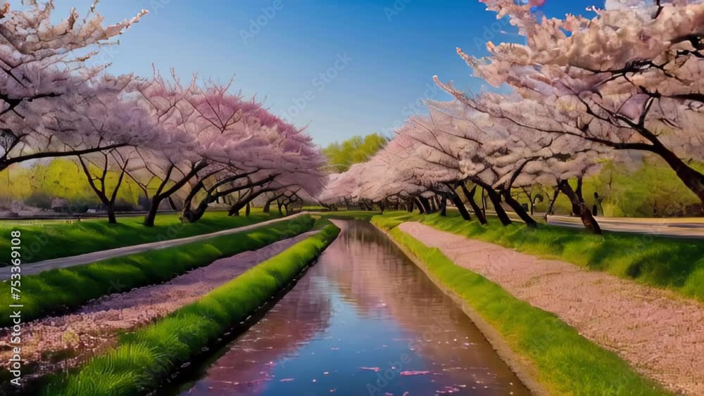 Blooming Trees in Spring Park Landscape Blooming Trees in Spring Park Landscape