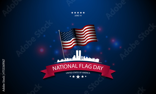Happy Flag Day United States Of America June 14 Background Vector Illustration