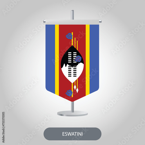 Eswatini table flag icon on light grey background. Eswatini desk flag icon isolated on barely white background. photo