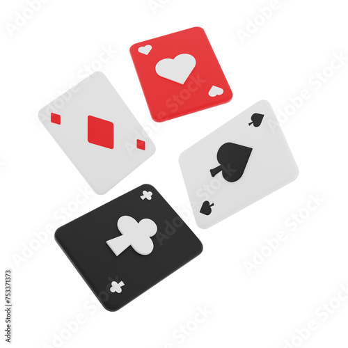 3D Playing Cards Icon Object Illustration