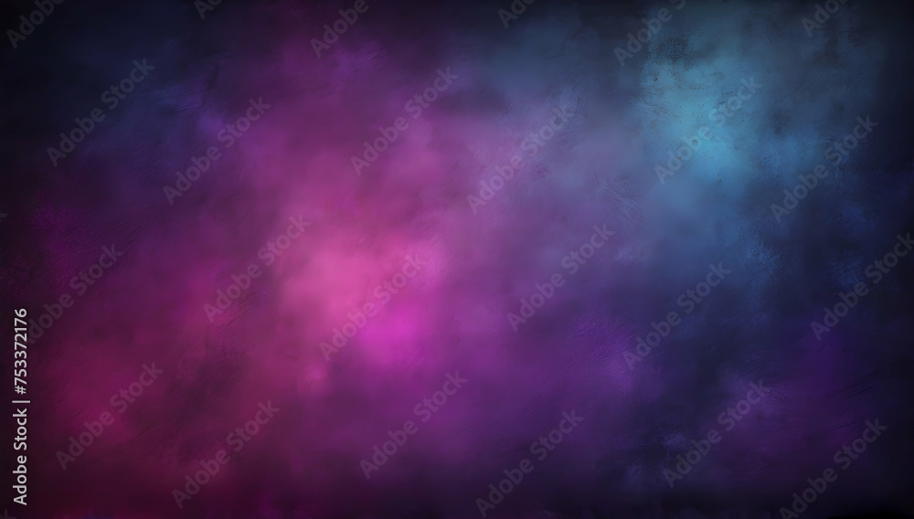 Dark blue purple pink smoke, rough abstract background color gradient shining bright and glowing light, rough noise grunge empty space