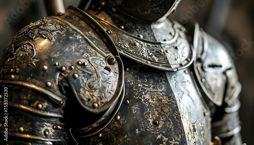 a close up of a suit of armor