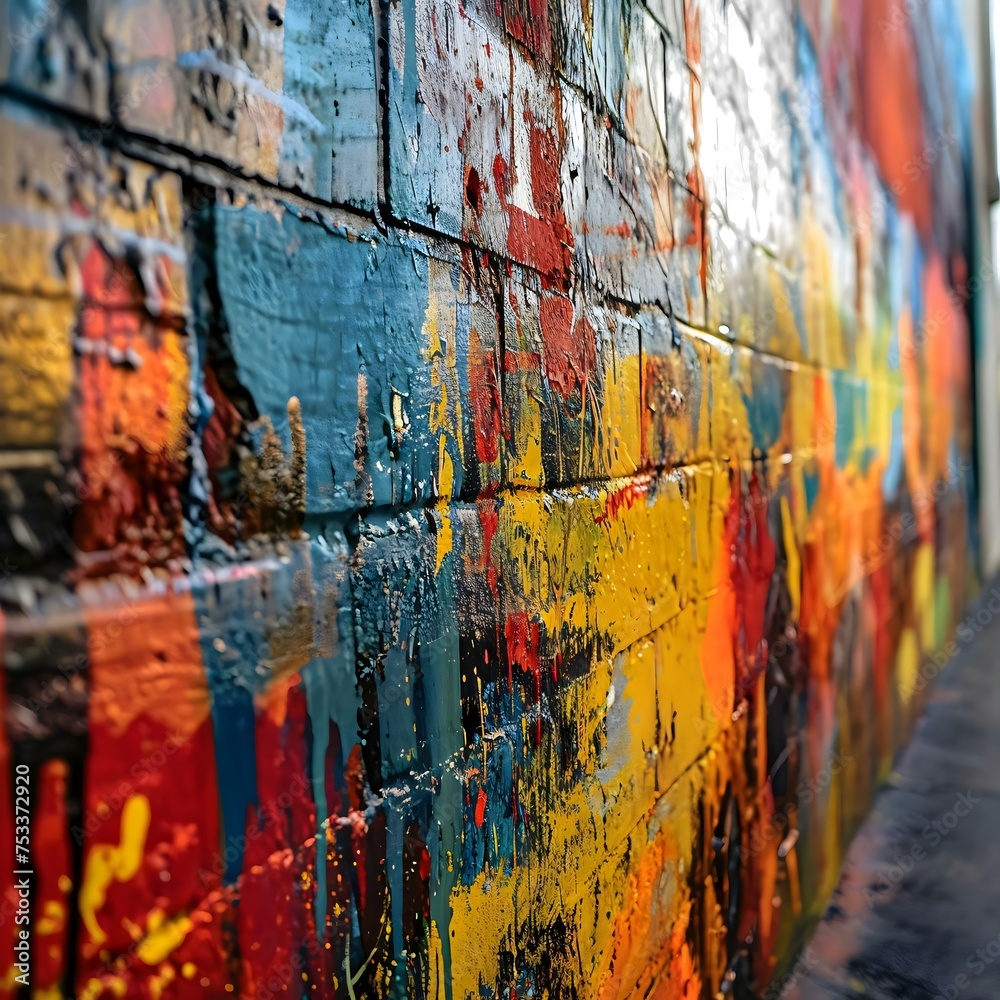 a close up of a painted brick wall