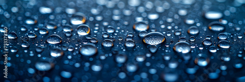 Navy Blue Background with Water Droplets on Surf , Water droplets on a blue surface with the sun shining on them. 