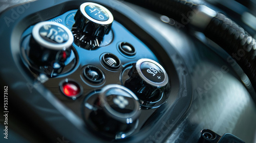 A closeup of the control panel on an air pump with clearly labeled buttons and settings for customizable inflation to suit your preferences.