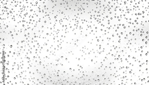 White background with a scattering of water droplets, simulating rain on a window or a clear surface.