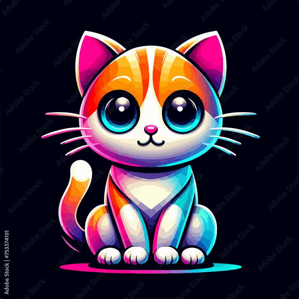 flat vector logo of  cat , flat vector logo of  kitten ,  vector logo of  cat , cat logo