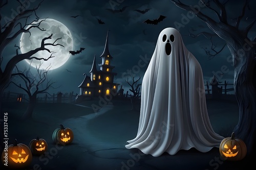 Halloween ghost background Generative AI