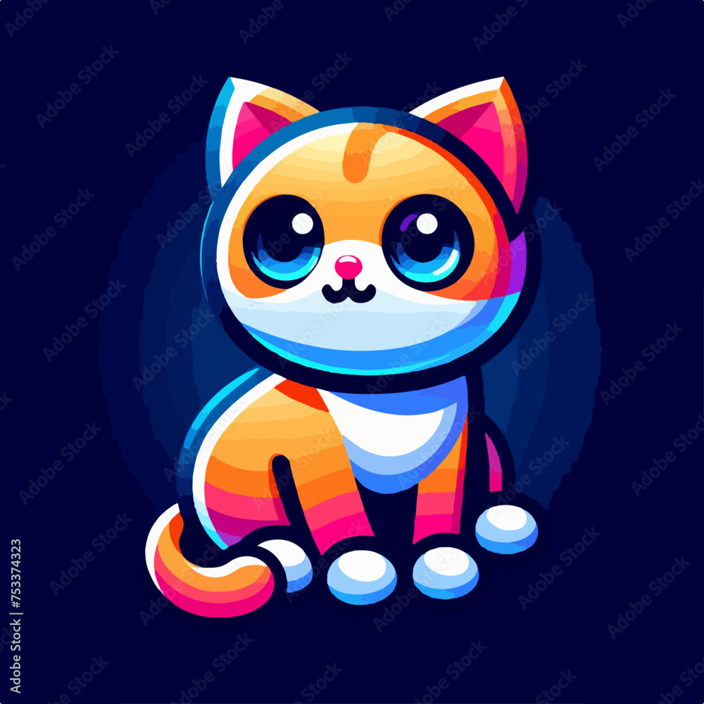 flat vector logo of  cat , flat vector logo of  kitten ,  vector logo of  cat , cat logo