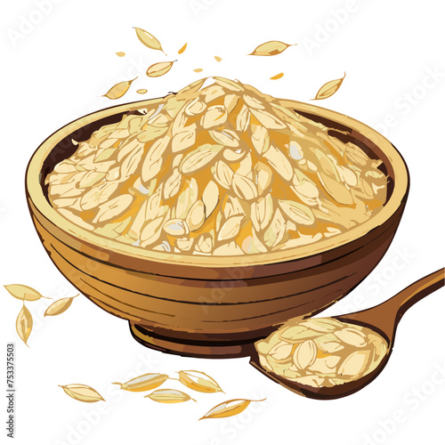 Oat Plants rolled oats 3d realistic icon set
