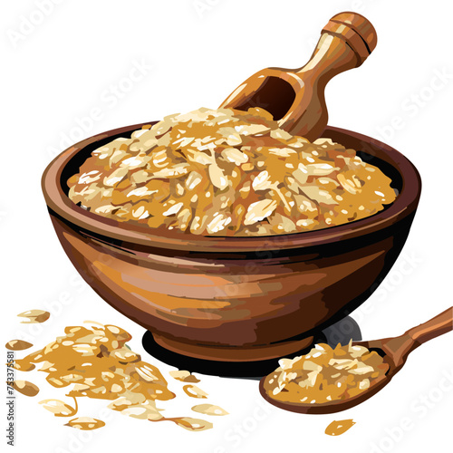 Oat Plants rolled oats 3d realistic icon set