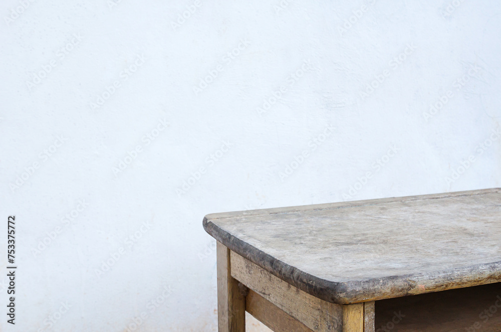 Empty wood table top with blur old concrete background. Empty wood table top with blur old concrete background.