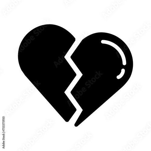 Vector solid black icon for Broken heart