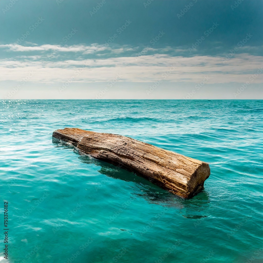 log floating in ocean water cloudy day sunset log floating in ocean water cloudy day sunset