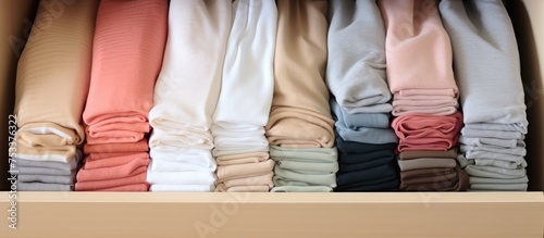 Marie Kondo s organization method for folded clothing photo