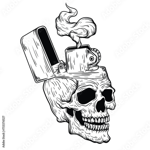 illustration art tattoo and t-shirt design skull match 