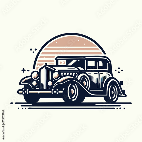 Classic vintage car vector design inspiration. Auto car logo design template. Classic vehicle symbol logotype. A classic car symbol silhouette. 