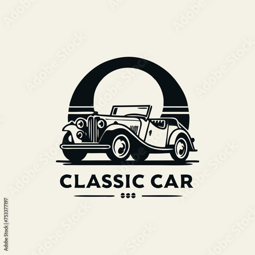 Classic vintage car vector design inspiration. Auto car logo design template. Classic vehicle symbol logotype. A classic car symbol silhouette. 