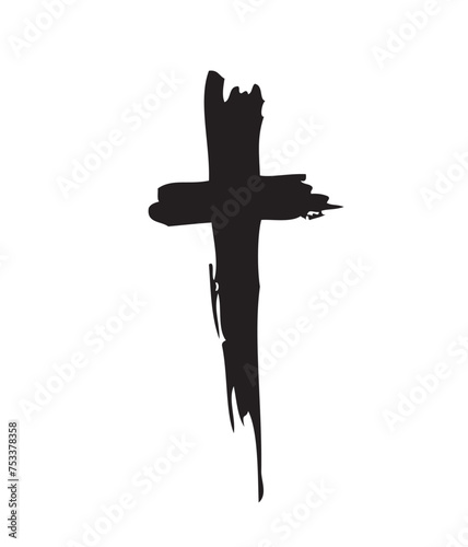 Hand drawn cross. Vector cross. The cross is made with a brush