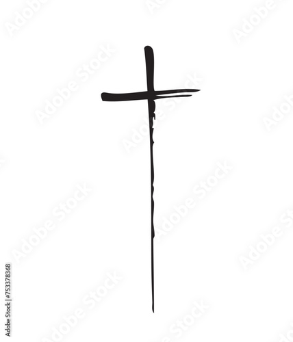Hand drawn cross. Vector cross. The cross is made with a brush