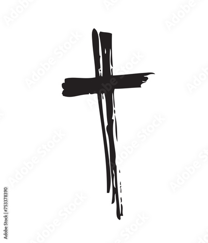 Hand drawn cross. Vector cross. The cross is made with a brush